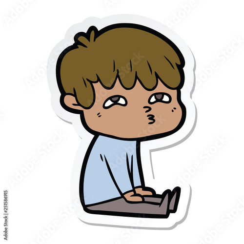 sticker of a cartoon curious man