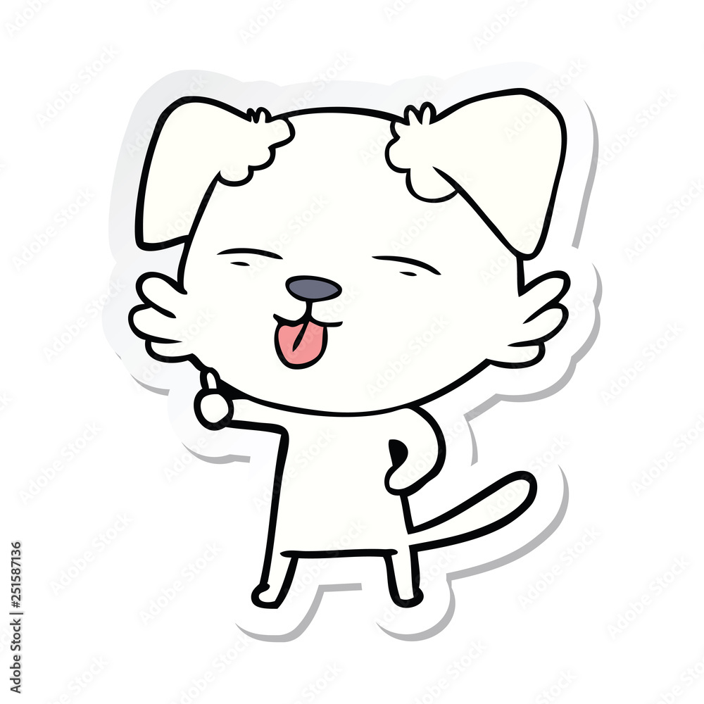 sticker of a cartoon dog sticking out tongue sticker of a cartoon dog sticking out tongue