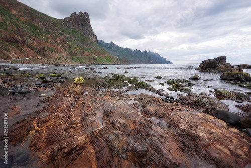 Dramatic coastline landscape in Taganana beach, north Tenerife island, Canary islands, Spain .