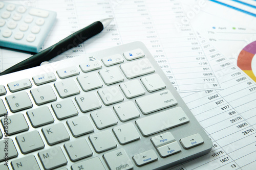 The keyboard on work table for business content..