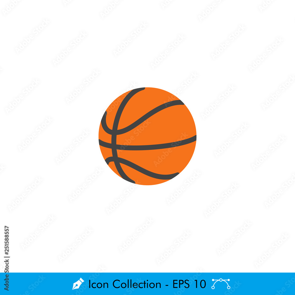 Basketball Ball Icon / Vector - In Color Design