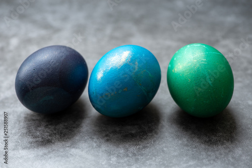 Easter eggs on a dark background.