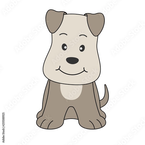 Hand drawn vector illustration of a cute funny dog terrier. photo