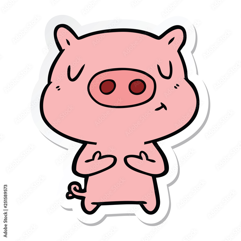 Naklejka premium sticker of a cartoon content pig