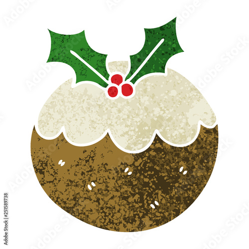 quirky retro illustration style cartoon christmas pudding