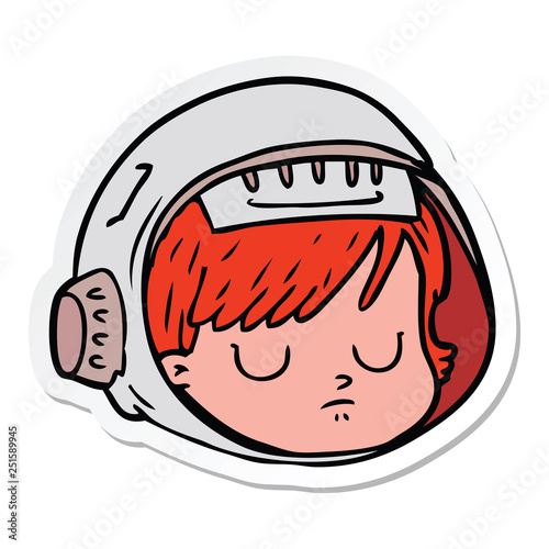 sticker of a cartoon astronaut face