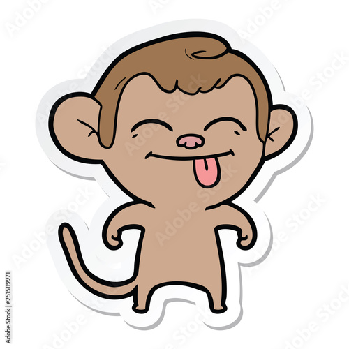 sticker of a funny cartoon monkey