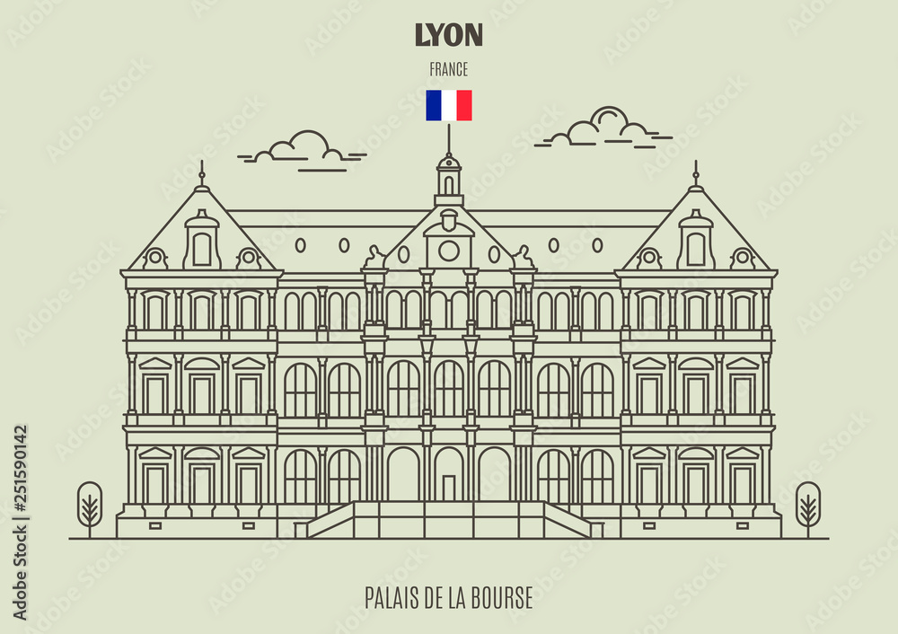 Palais de la Bourse in Lyon, France. Landmark icon