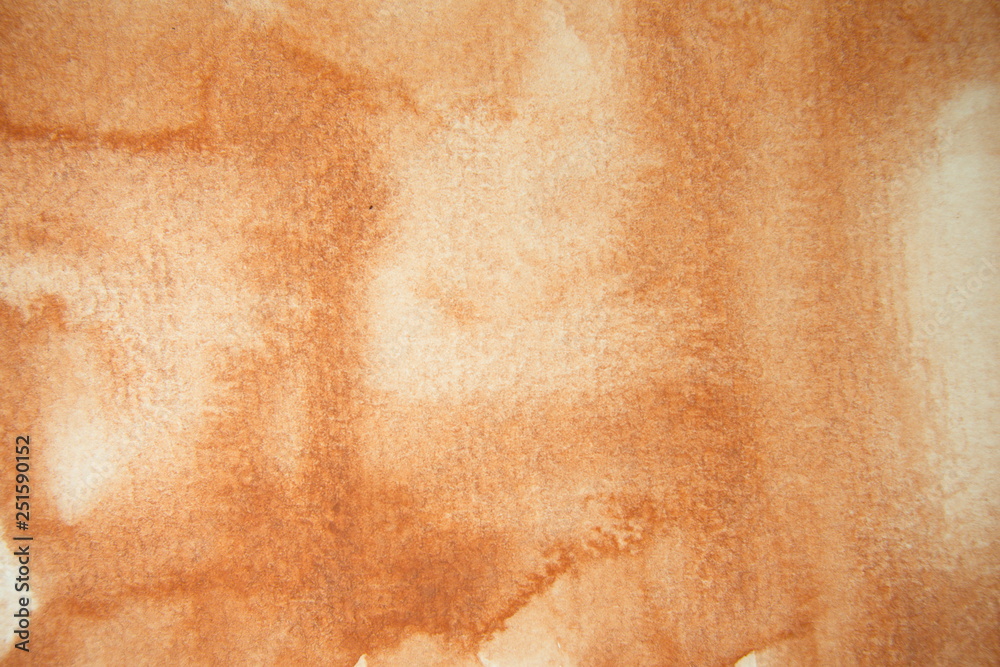 Fototapeta premium Brown colour tone. Abstract watercolour background hand-drawn on white watercolour paper.
