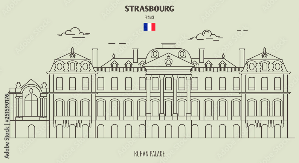 Rohan Palace of Strasbourg, France. Landmark icon