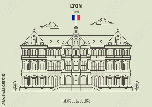 Canvas Print Palais de la Bourse in Lyon, France. Landmark icon