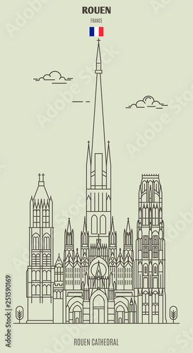 Rouen Cathedral, France. Landmark icon
