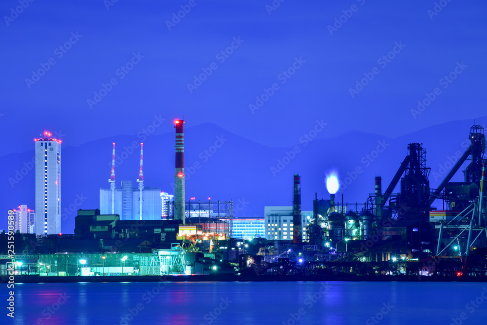 北九州工業地帯のプラント夜景 北九州工業地帯のプラント夜景