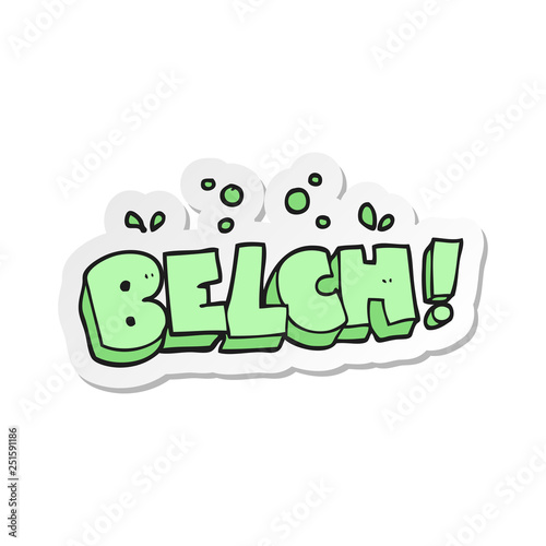 sticker of a cartoon belch text