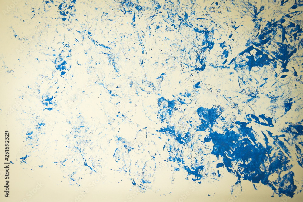 Fototapeta premium Blue colour tone. Abstract watercolour background hand-drawn on white watercolour paper.