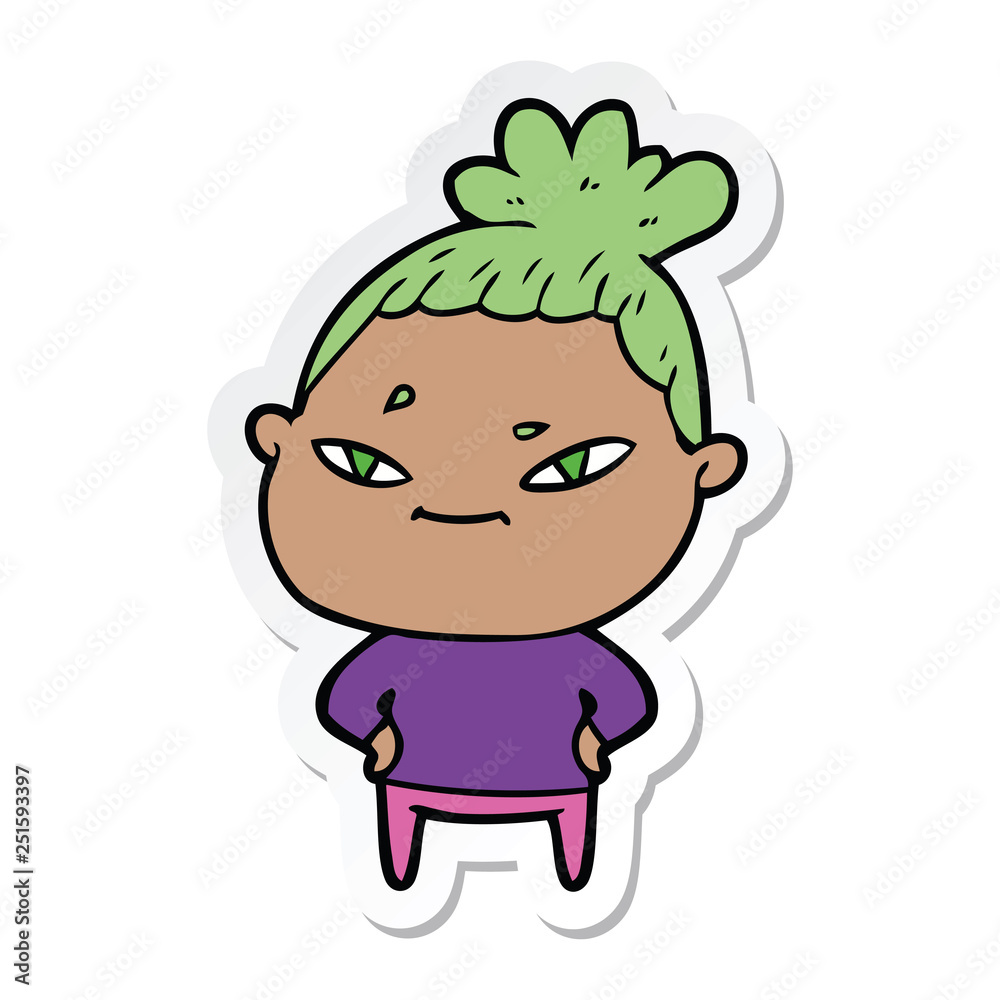 Obraz premium sticker of a cartoon woman