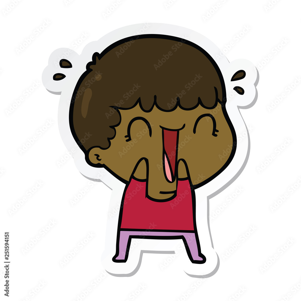 sticker of a laughing cartoon man sticker of a laughing cartoon man
