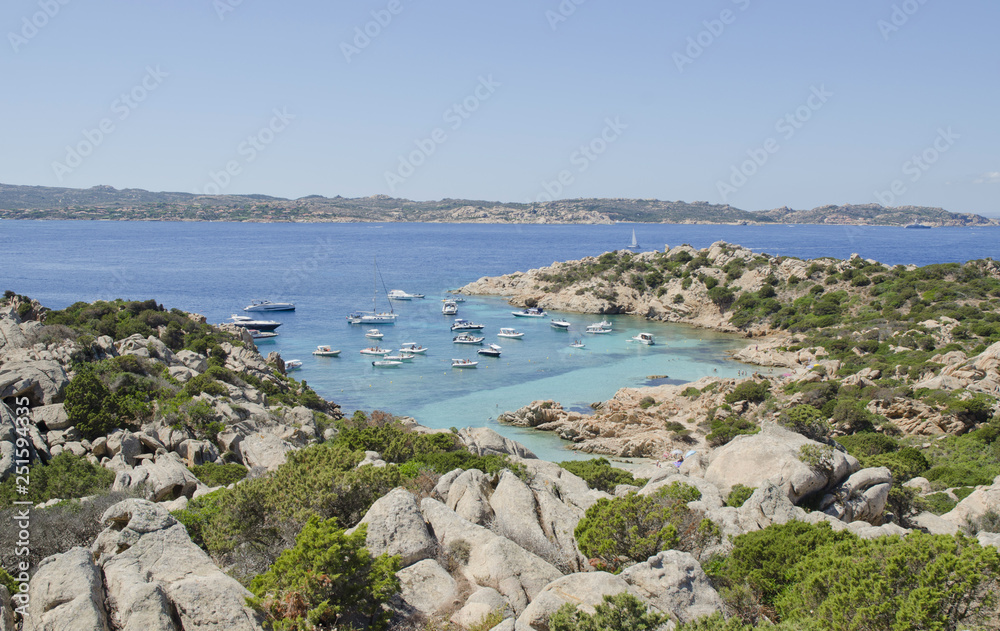Crystal sea in summer, sea landscape, Sardinia, La Maddalena, Italy