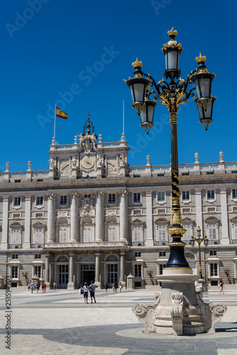 Royal Palace of Madrid, View from the Plaza de la Armeria, Madrid, Spain photo