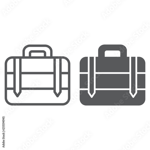 Luggage line and glyph icon, bag and baggage, suitcase sign, vector graphics, a linear pattern on a white background.
