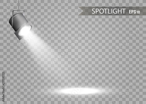  The spotlight shines on the stage.Llight from a lamp or spotlight. Lighted scene. Podium under the spotlight.