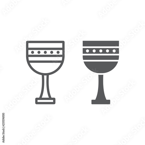 Chalice line and glyph icon, religious and christian, holy cup sign, vector graphics, a linear pattern on a white background.