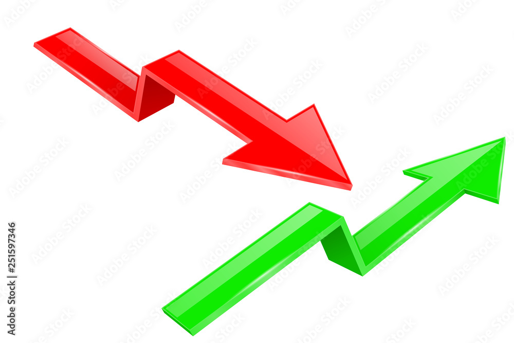 Up and Down arrows. 3d financinal indication graph signs Up and Down arrows. 3d financinal indication graph signs
