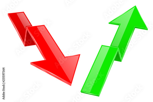 Up and Down arrows. 3d financinal indication graph signs