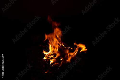 Fire flame isolated on black background © suman