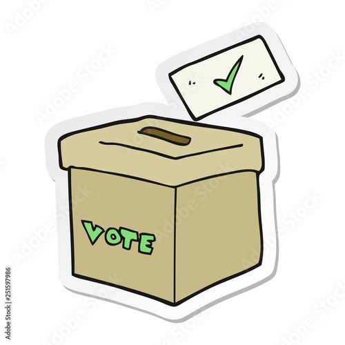 sticker of a cartoon ballot box