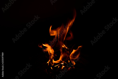 Fire flame isolated on black background © suman
