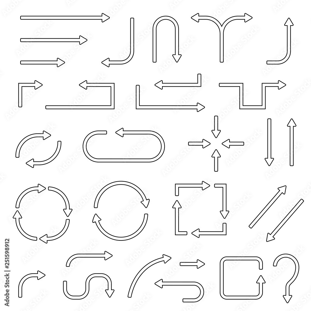 Arrows. Hollow outline icons Arrows. Hollow outline icons