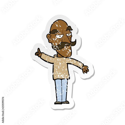 retro distressed sticker of a cartoon old man telling story
