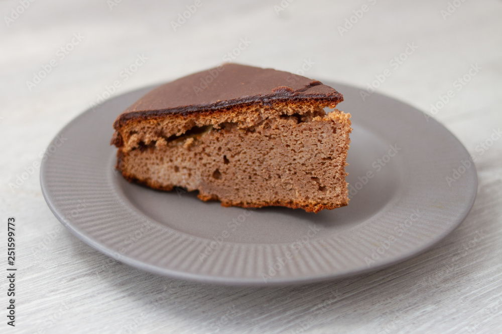 piece of chocolate cake on a plate piece of chocolate cake on a plate