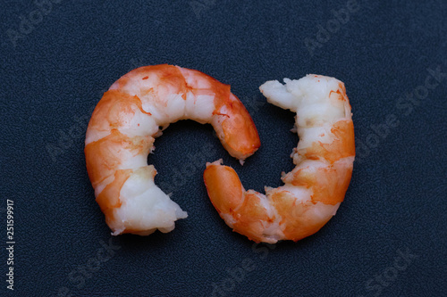 Shrimp on a dark background.