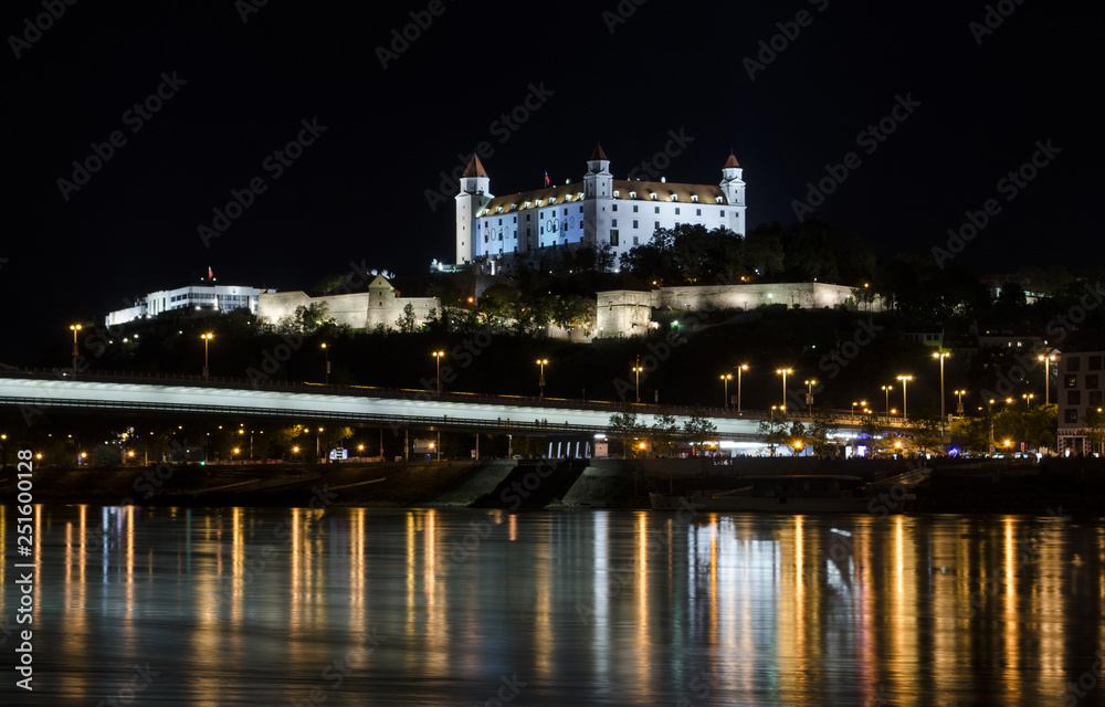 Castle on the hill at night, Bratislava, Slovakia