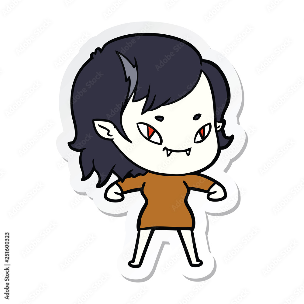 sticker of a cartoon friendly vampire girl