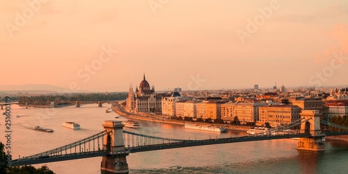 Chain Bridge, Danube and Parlamient Kissed by the sun photo