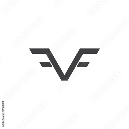 letters vf simple wing logo vector
