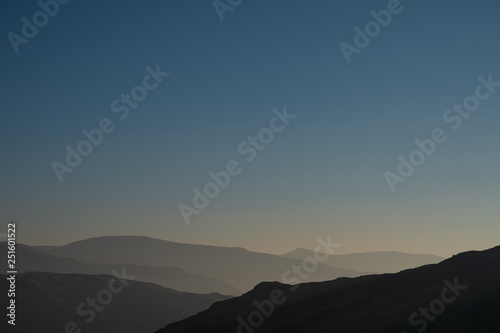 Lake District skyline at dawn, Lake District, UK