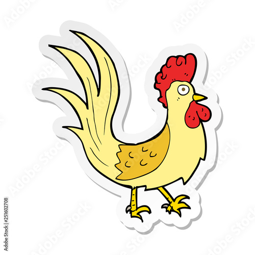 sticker of a cartoon cockerel