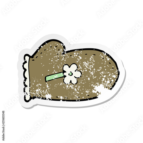 retro distressed sticker of a cartoon oven glove