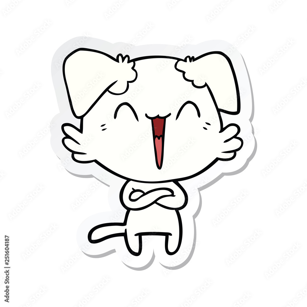 sticker of a happy little dog cartoon sticker of a happy little dog cartoon