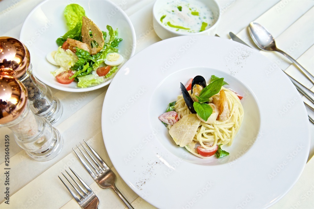 spaghetti with seafood and herbs spaghetti with seafood and herbs