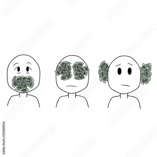 Close your mouth, eye and ear Power of money - Corruption concept