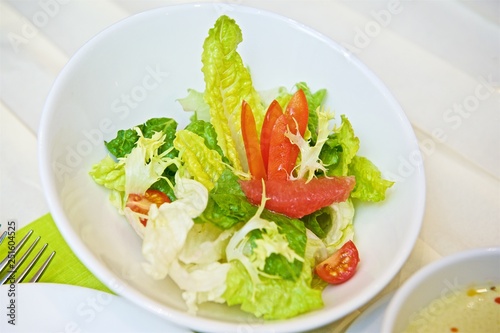 fresh delicious salad with croutons