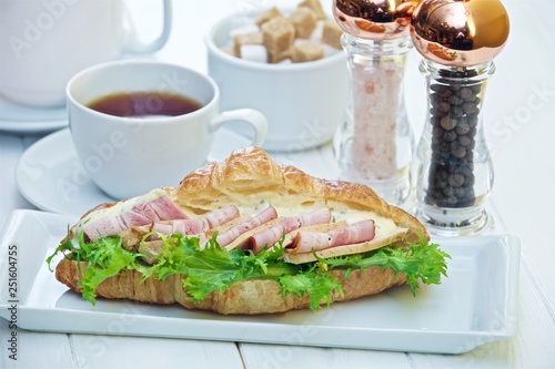 morning delicious ham sandwich