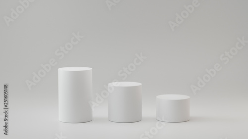 Empty steps cylinder on white background. 3D rendering. photo