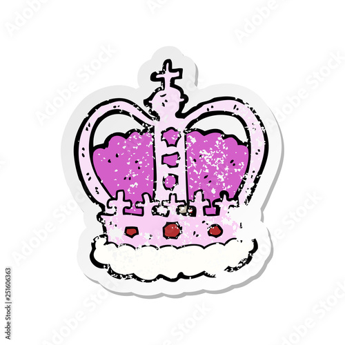 retro distressed sticker of a cartoon royal crown