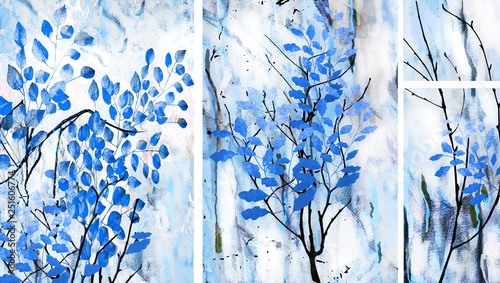 A collection of designer oil paintings. Contemporary abstract art on canvas. ...